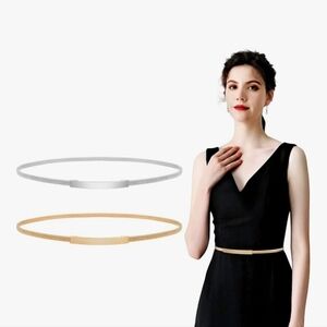 Silver And Gold Metal Stretch Women's Belts